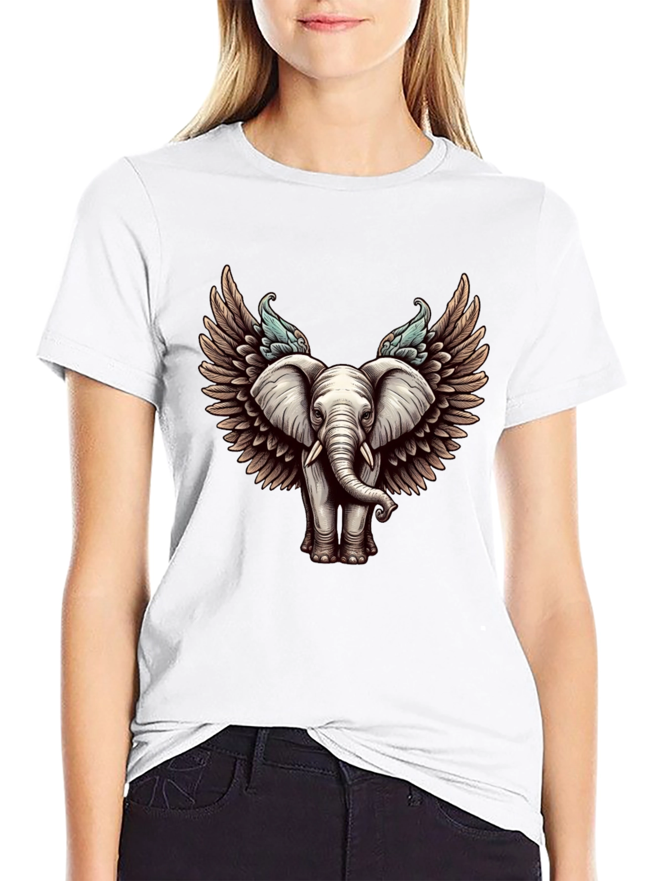Winged Elephant Graphic Tee - Stylish Black T-Shirt