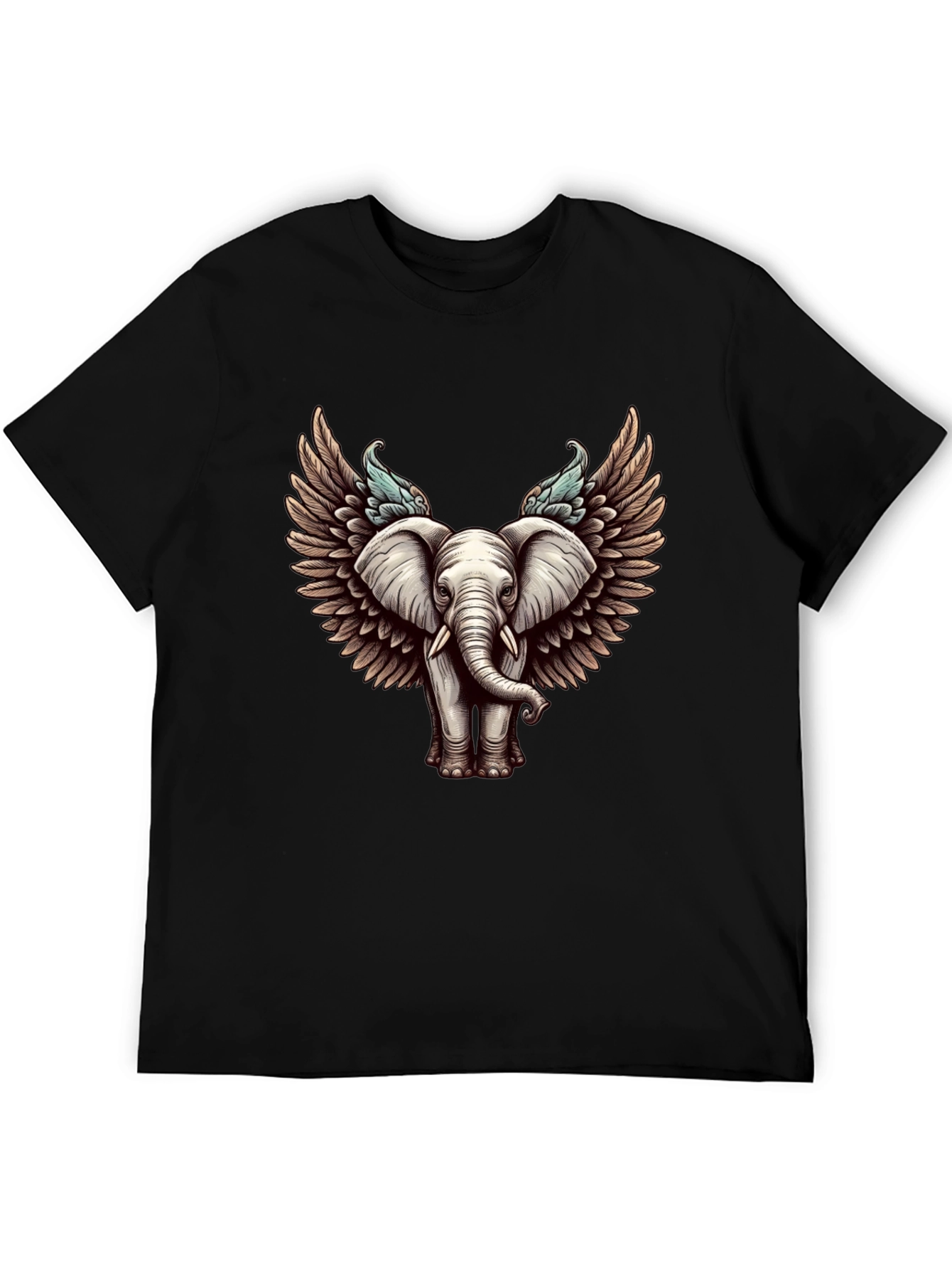 Winged Elephant Graphic Tee - Stylish Black T-Shirt