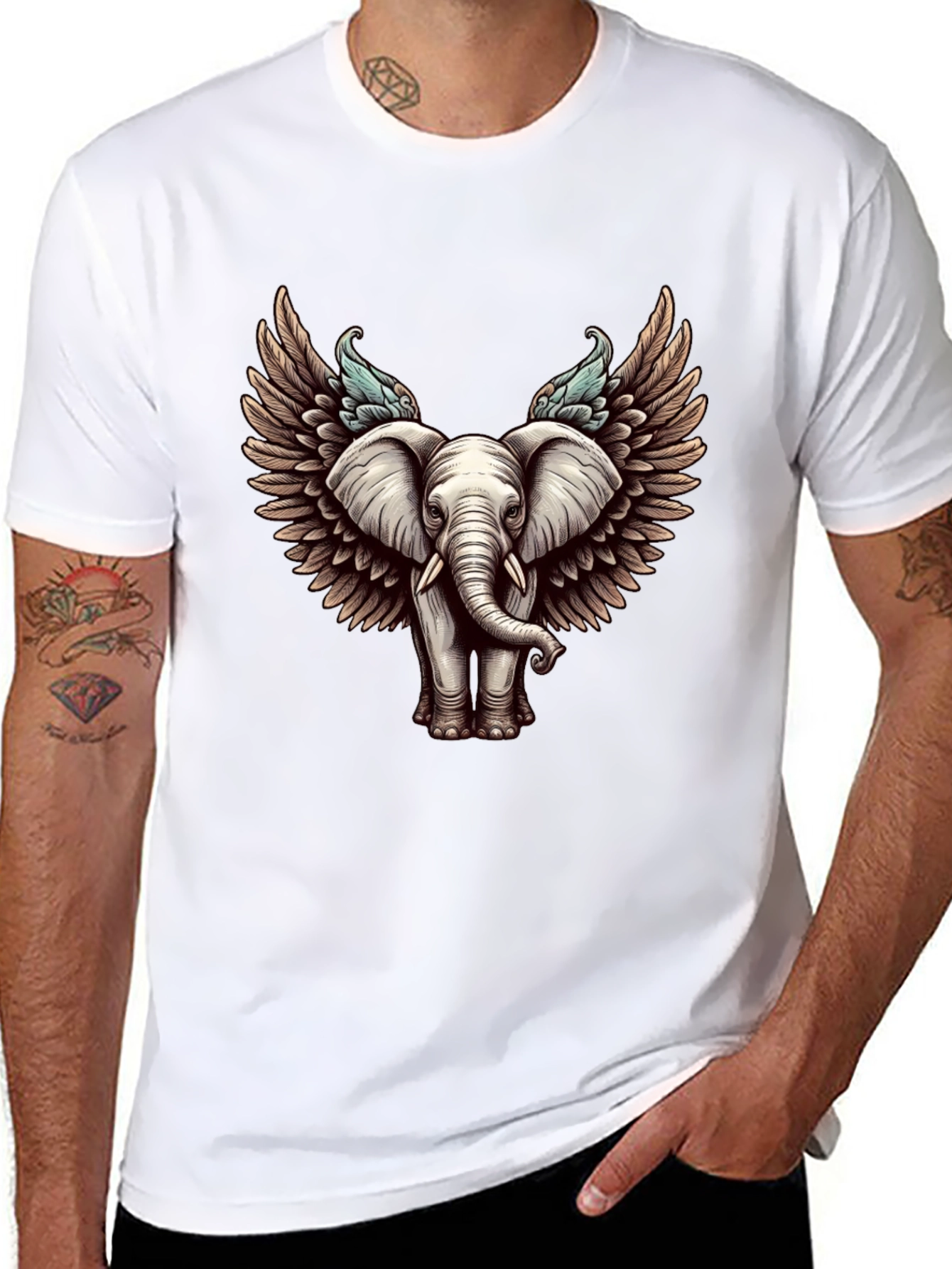 Winged Elephant Graphic Tee - Stylish Black T-Shirt