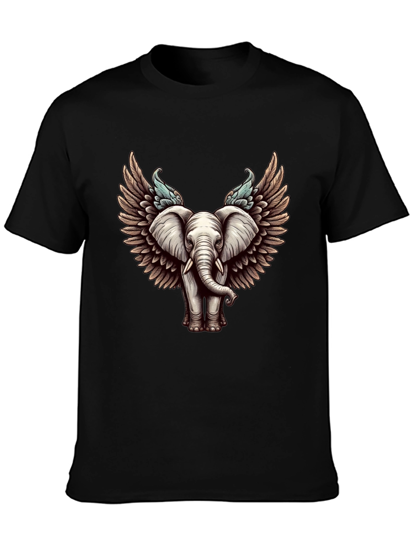 Winged Elephant Graphic Tee - Stylish Black T-Shirt