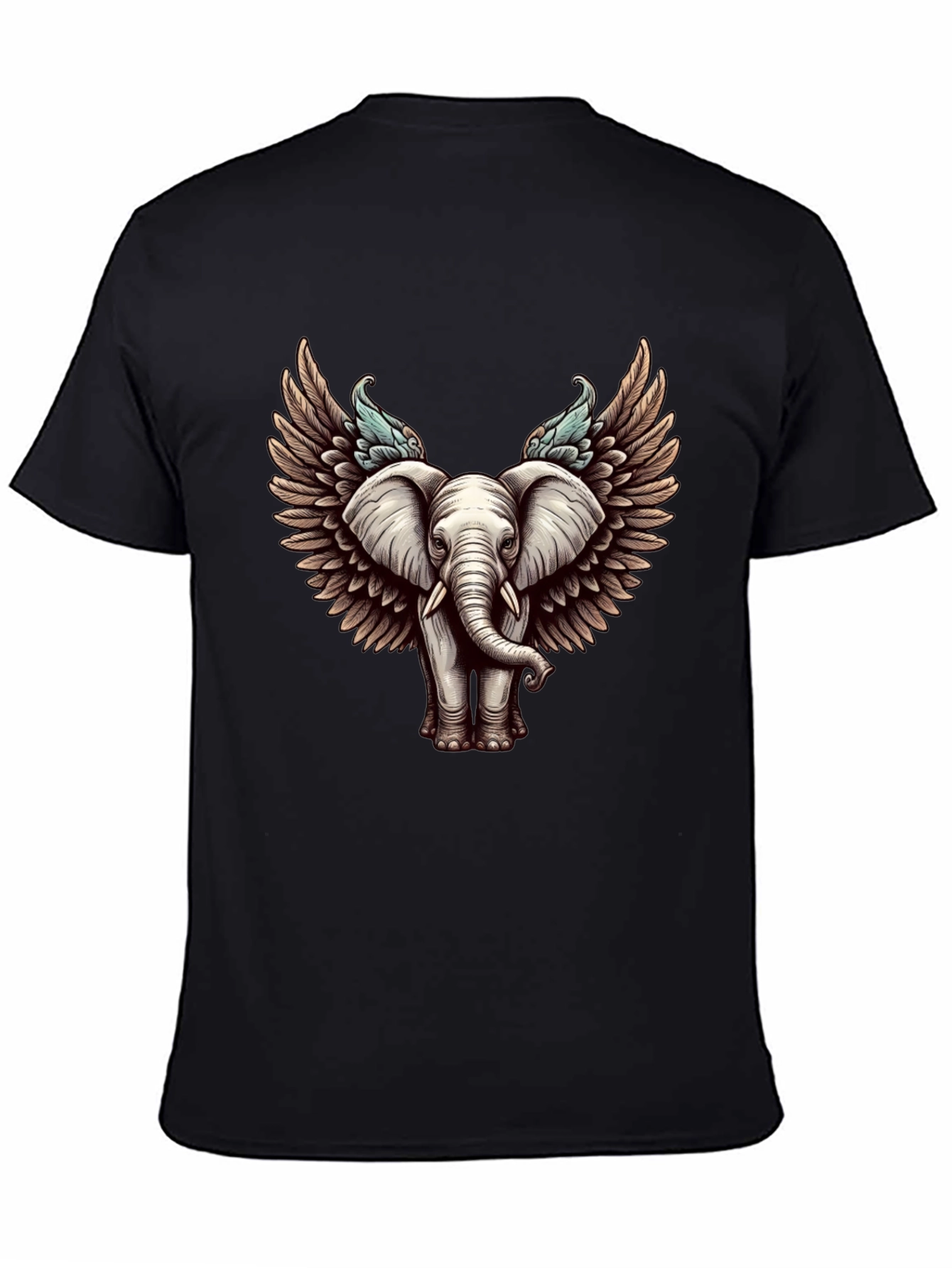 Winged Elephant Graphic Tee - Stylish Black T-Shirt