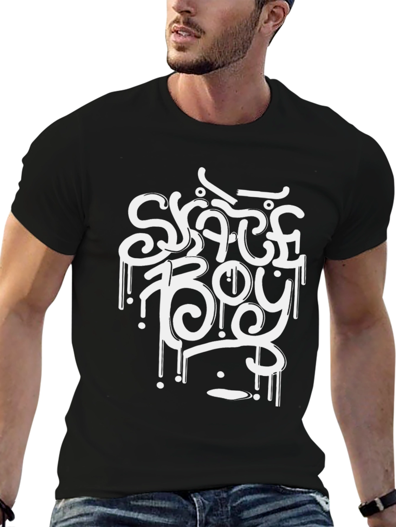 Skate Boy Black Graphic Tee - Cool & Trendy