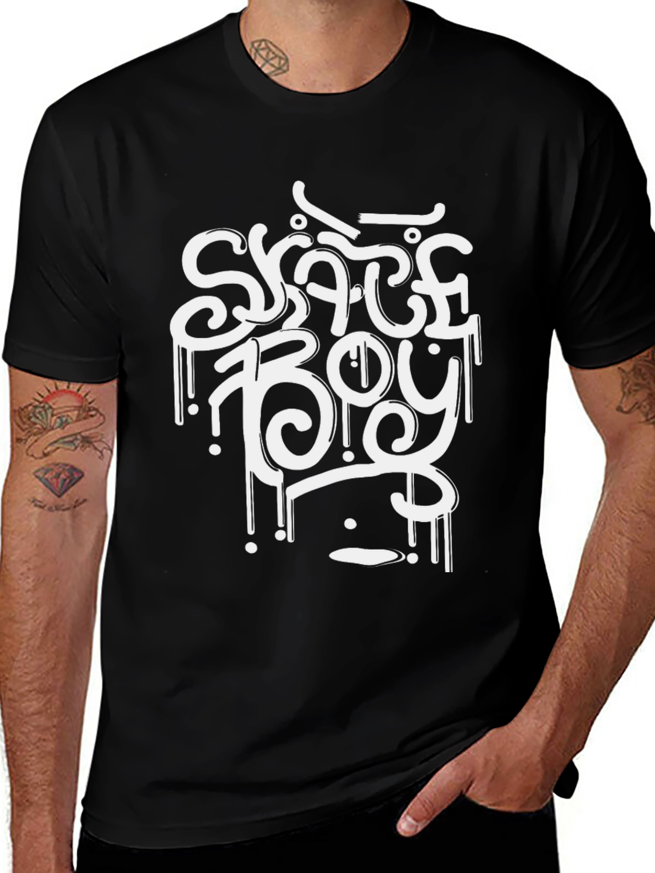 Skate Boy Black Graphic Tee - Cool & Trendy