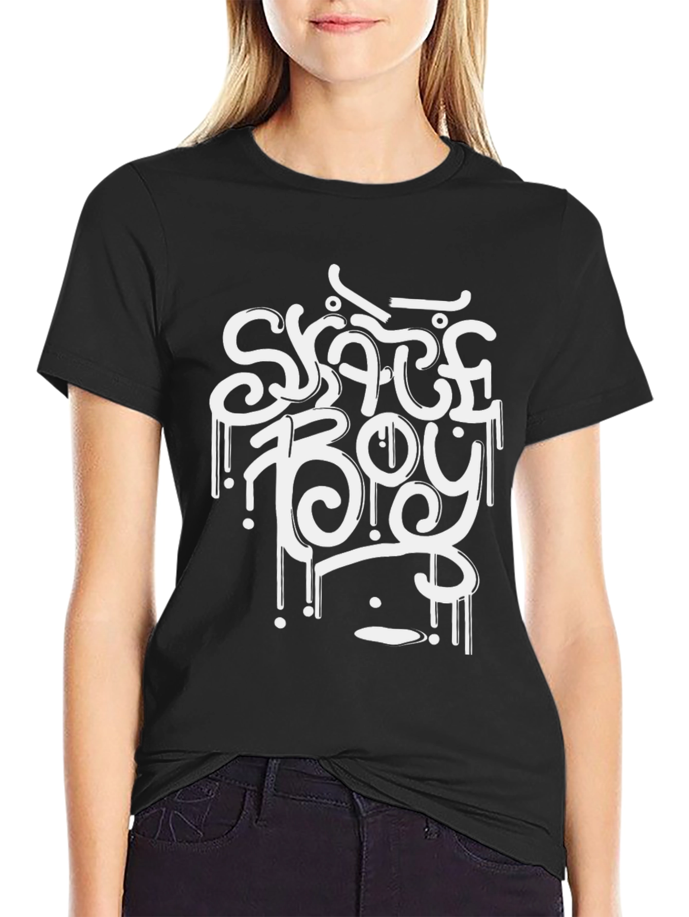 Skate Boy Black Graphic Tee - Cool & Trendy