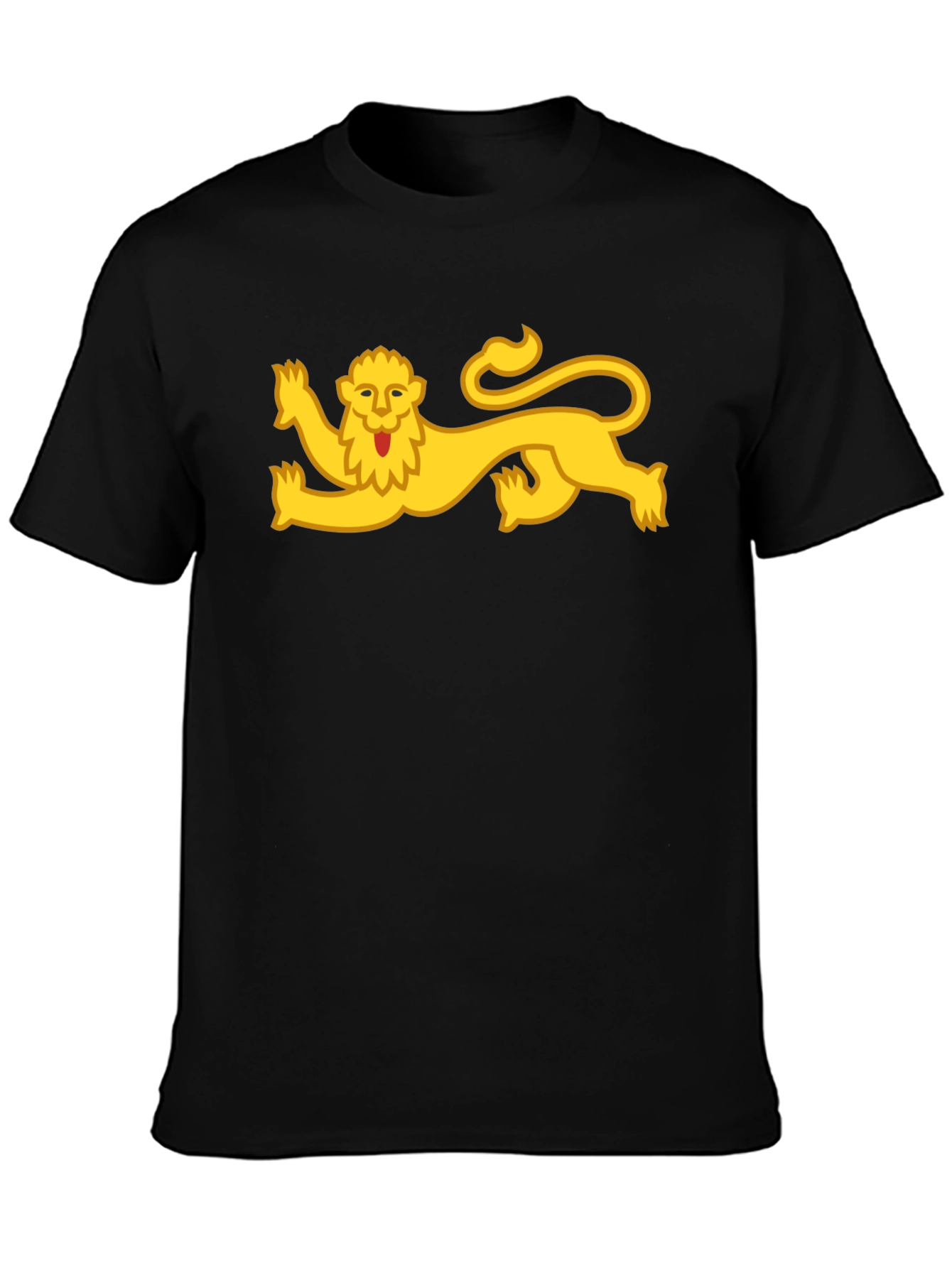 Black T-Shirt with Yellow Lion Design