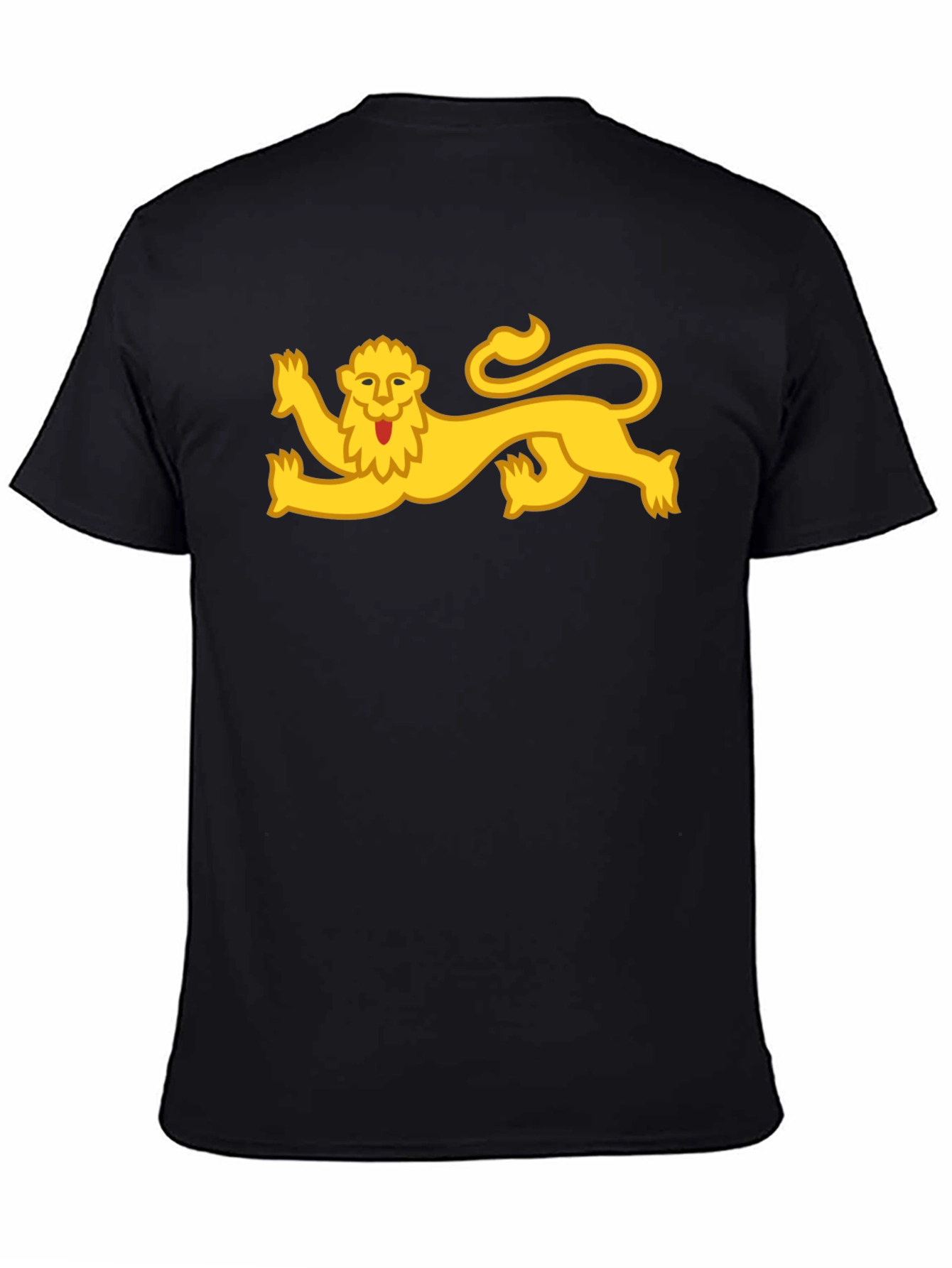 Black T-Shirt with Yellow Lion Design