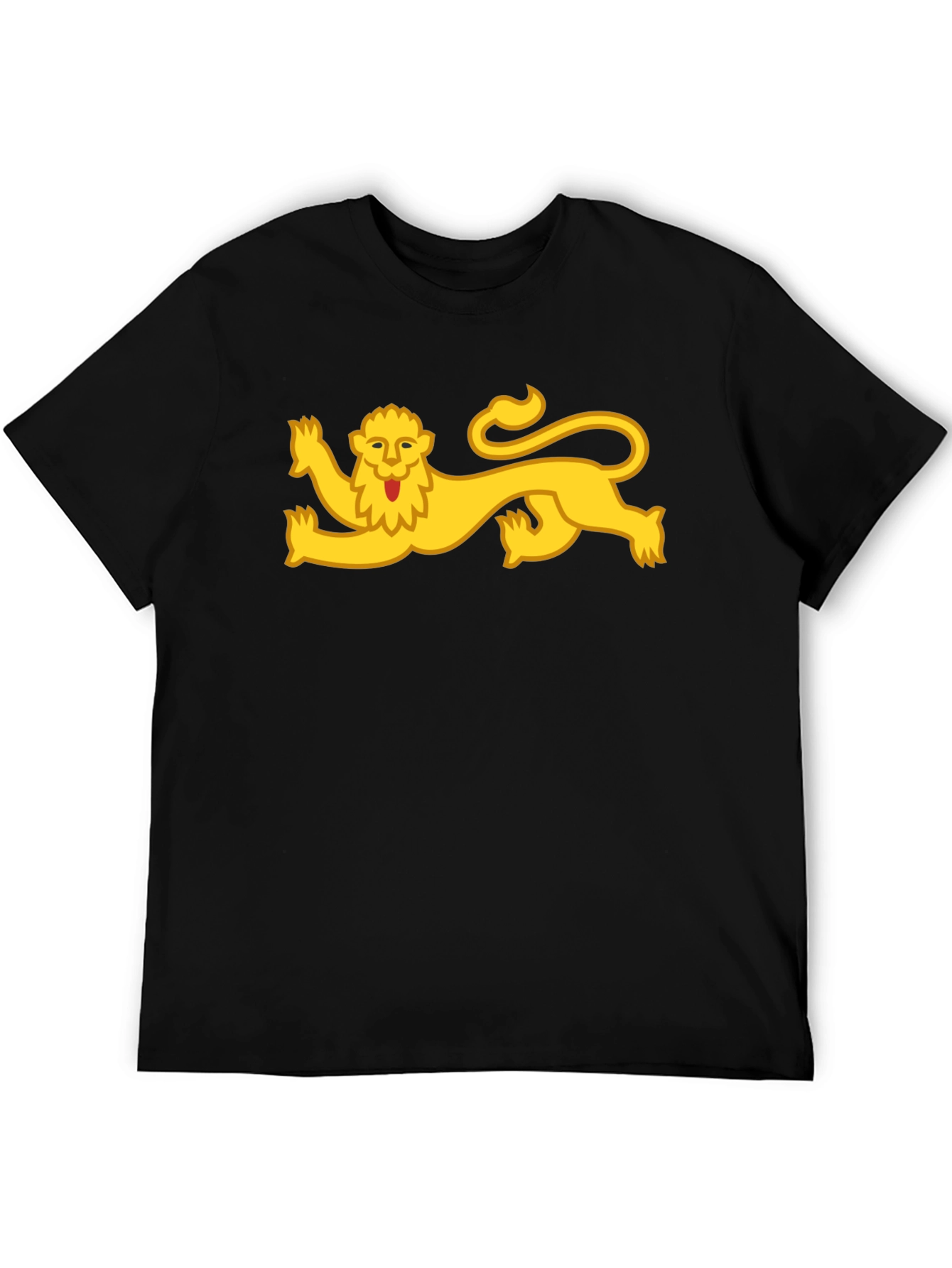 Black T-Shirt with Yellow Lion Design
