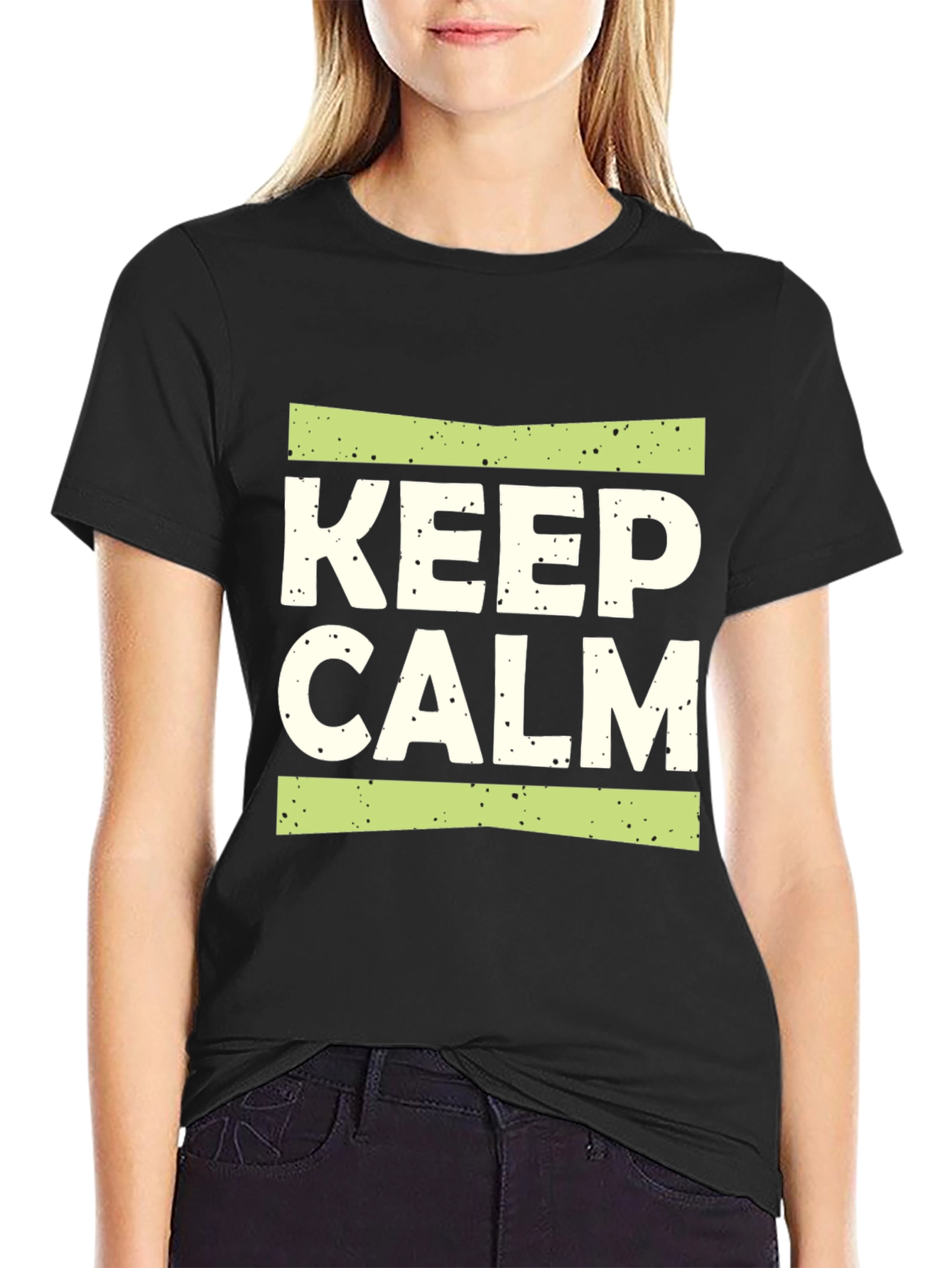 Keep Calm Graphic Print Black T-Shirt