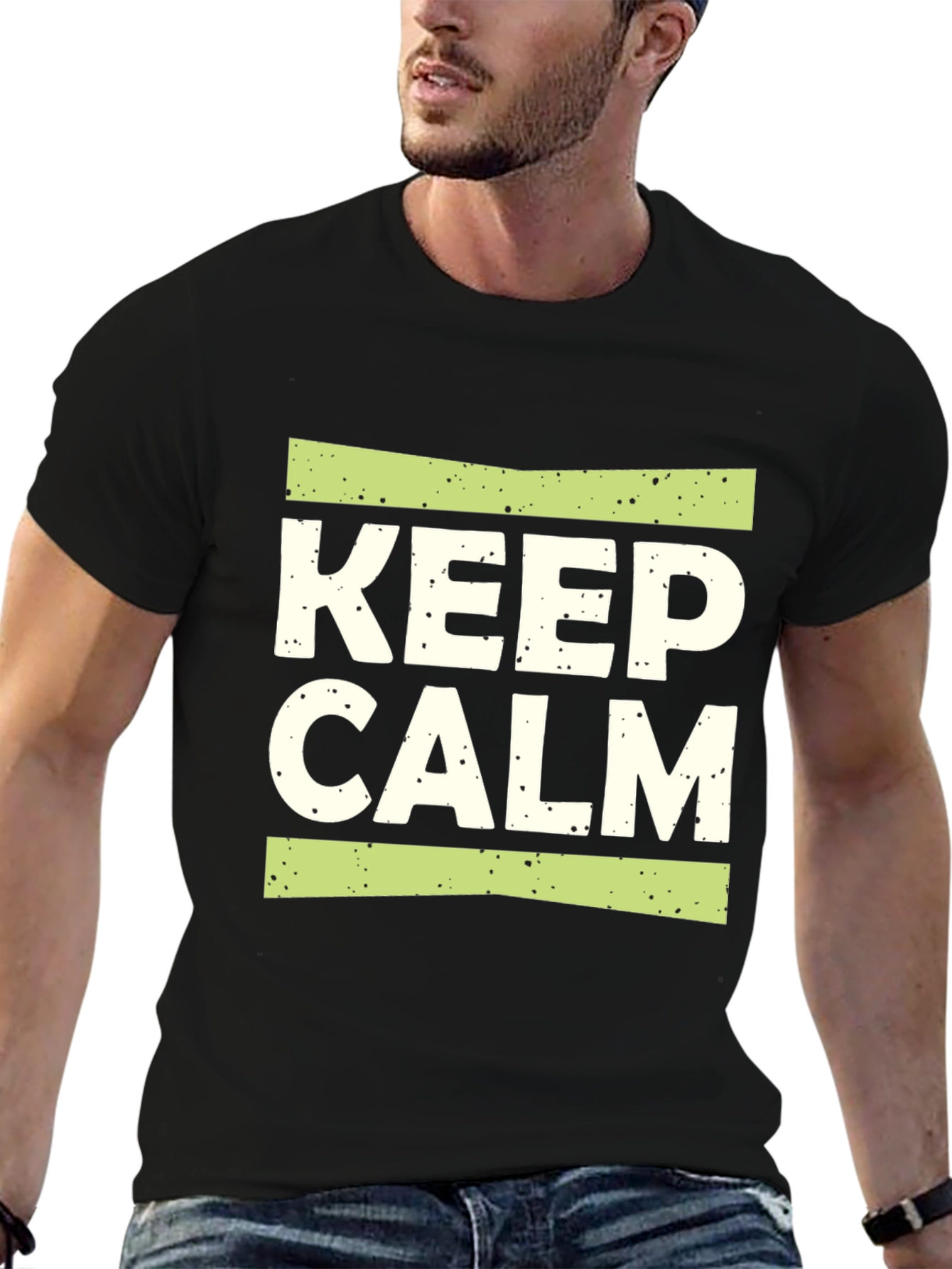 Keep Calm Graphic Print Black T-Shirt