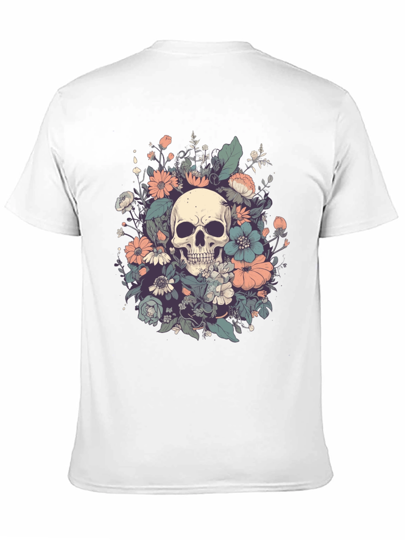 Skull & Floral Graphic Tee - Dark Style