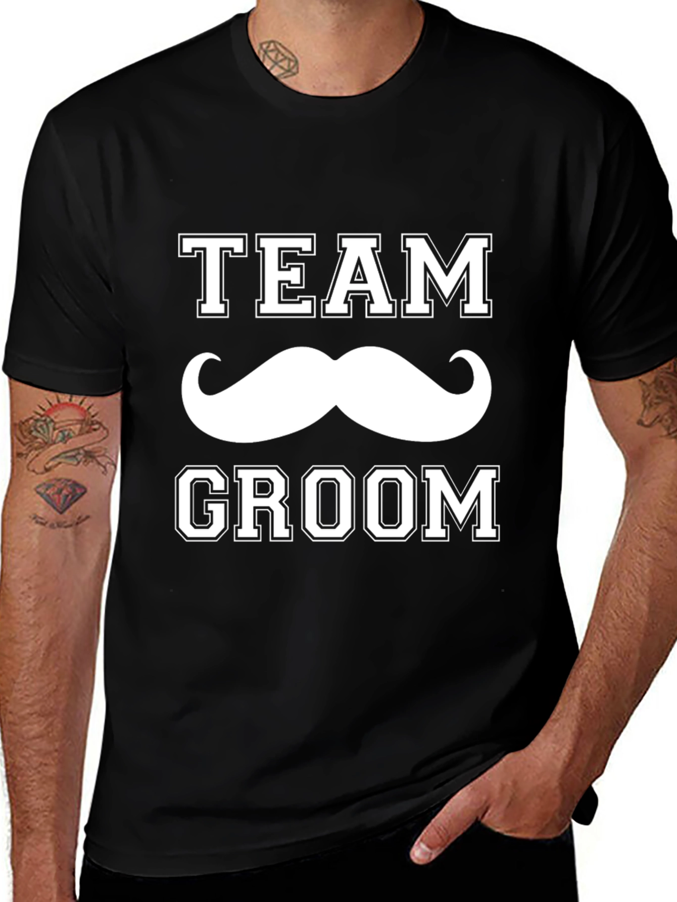 Team Groom Mustache T-Shirt - Bachelor Party Tee