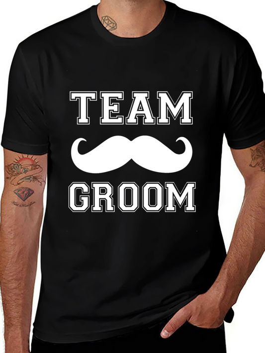 Team Groom Mustache T-Shirt - Bachelor Party Tee