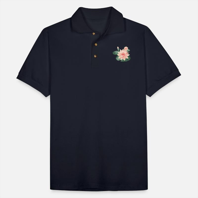 Water lily flower with bud in water lily pond