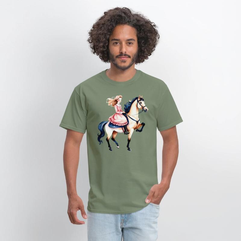 Watercolor Girl Riding a Horse