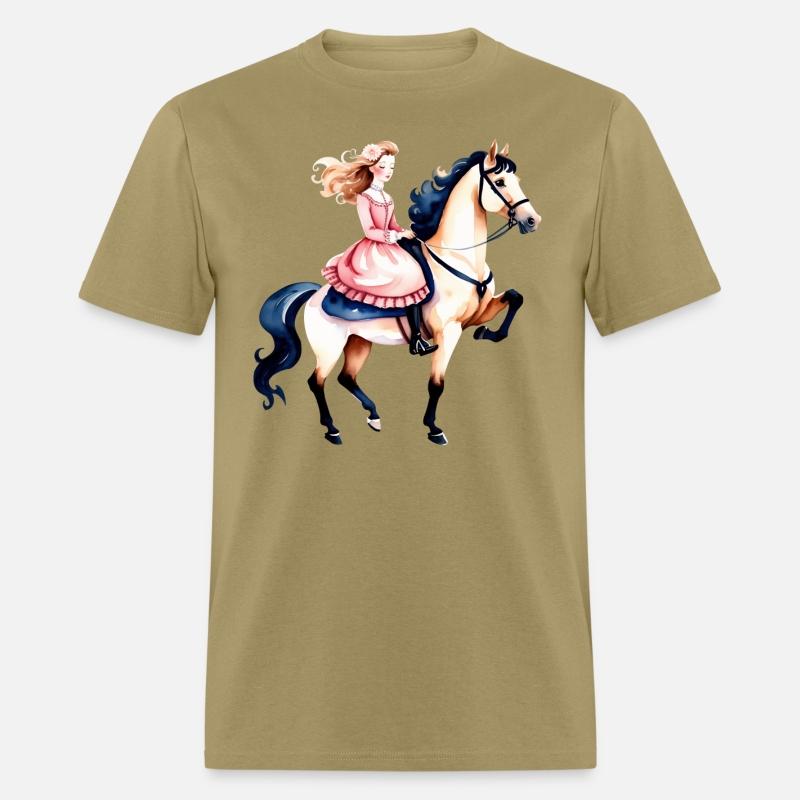 Watercolor Girl Riding a Horse
