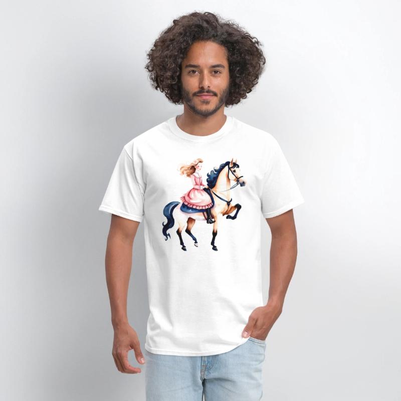 Watercolor Girl Riding a Horse