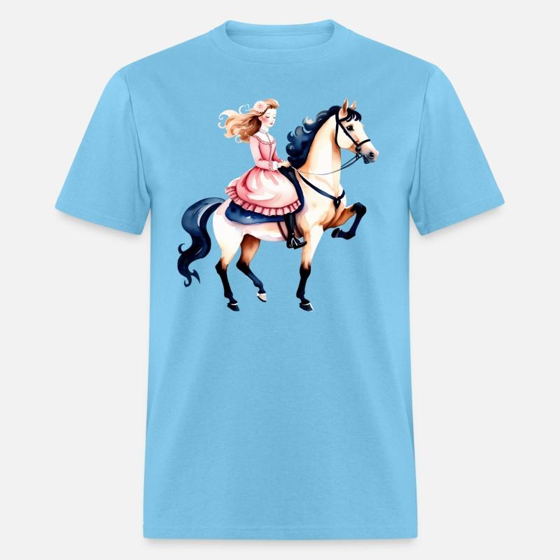 Watercolor Girl Riding a Horse