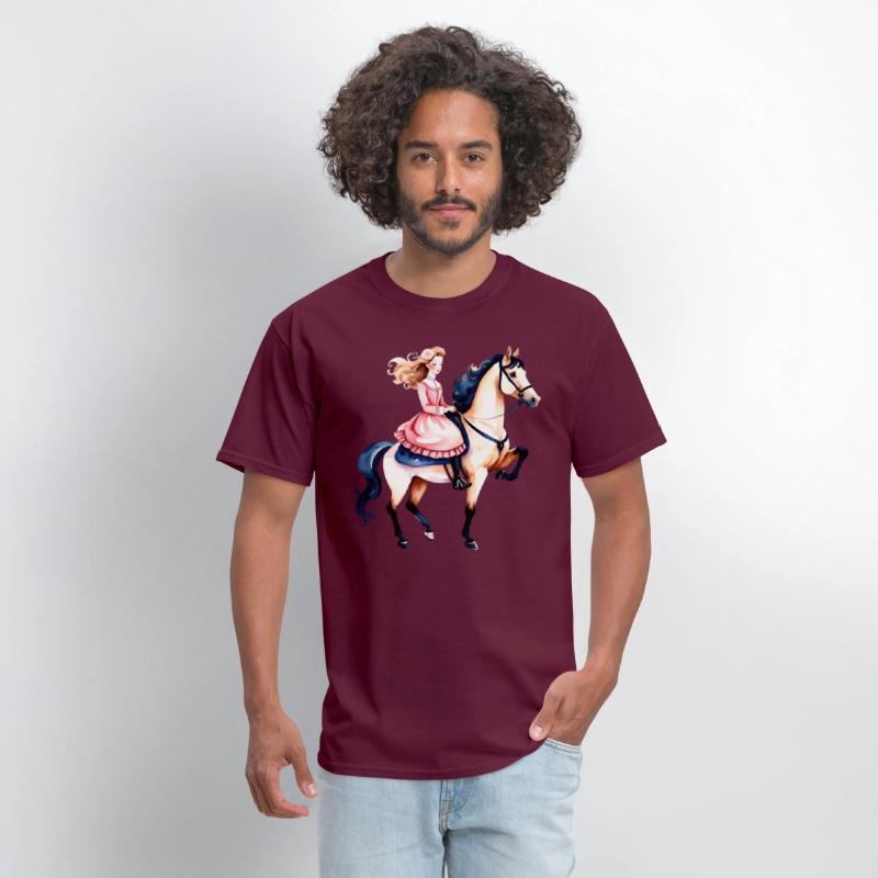 Watercolor Girl Riding a Horse