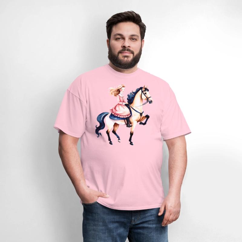 Watercolor Girl Riding a Horse