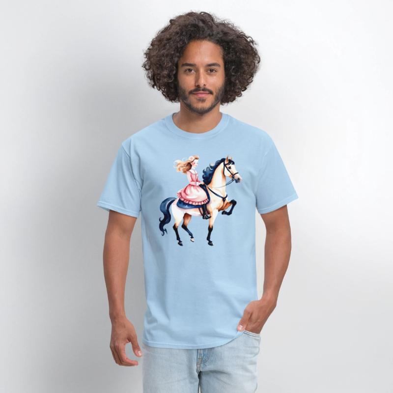 Watercolor Girl Riding a Horse