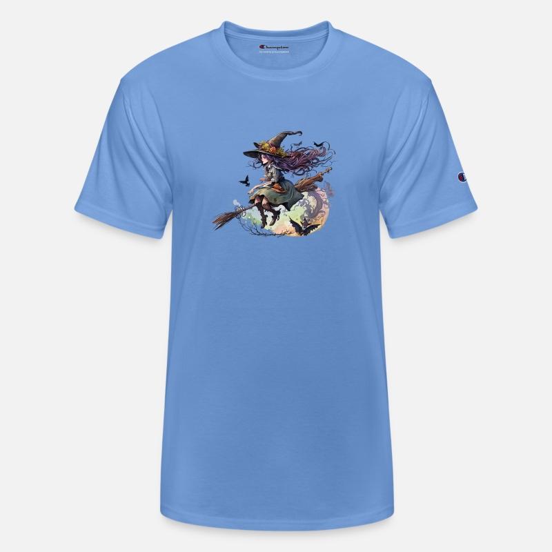 Watercolor Witch Riding Broom Magic Esoteric