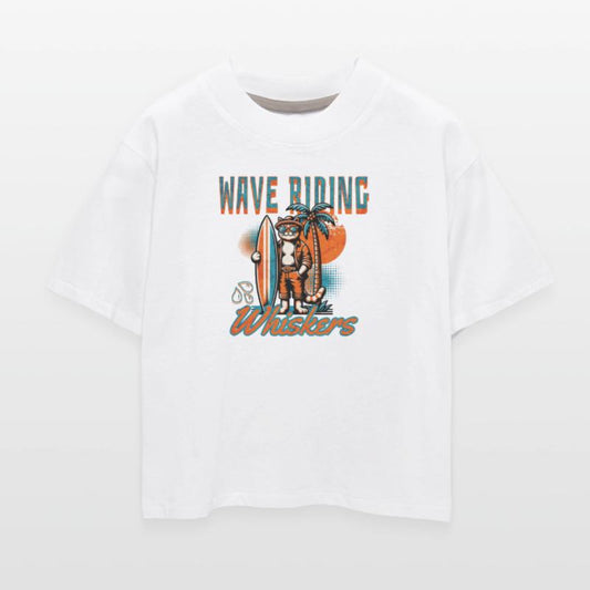 Wave Riding Whiskers Funny Surfing Cat Tee