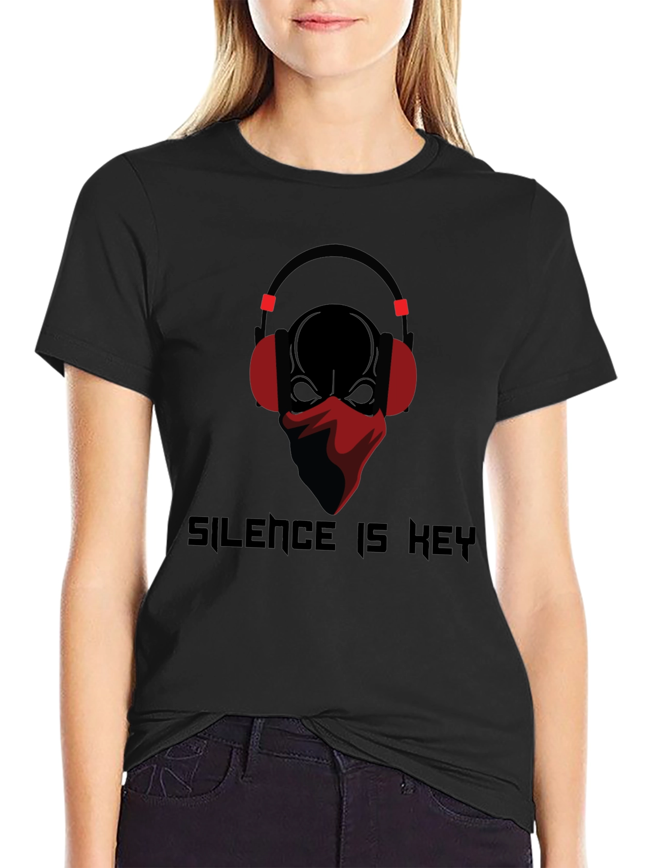Silence is Key T-Shirt Skull with Headphones Design