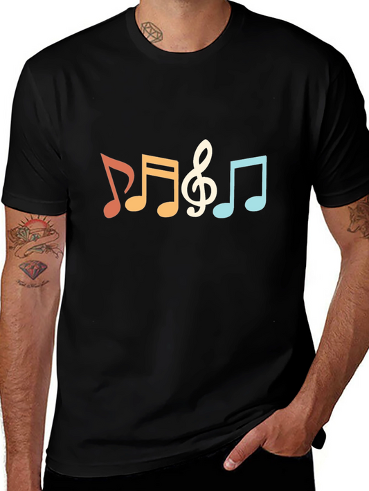 Retro Music Notes T-Shirt - Black