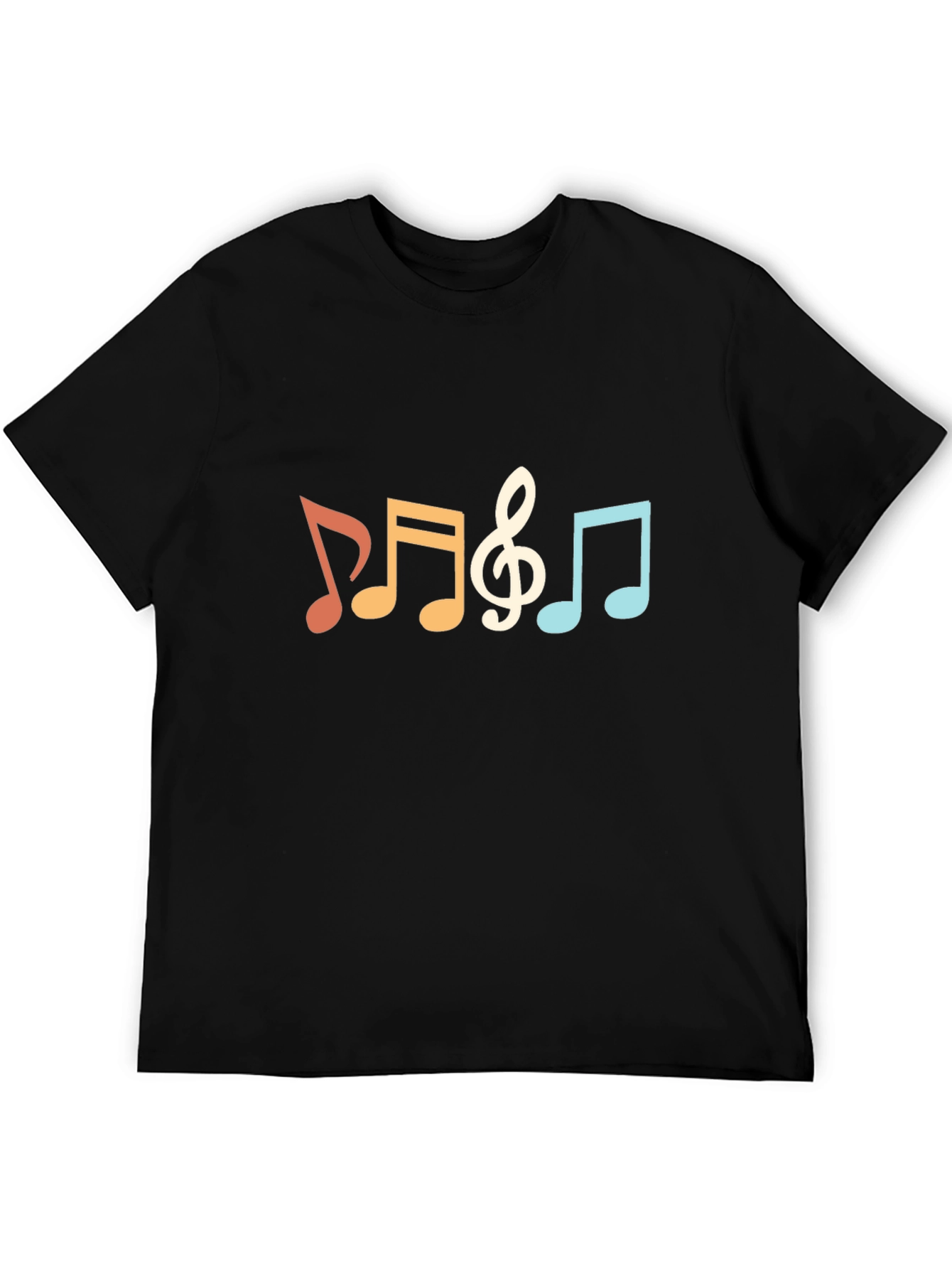 Retro Music Notes T-Shirt - Black