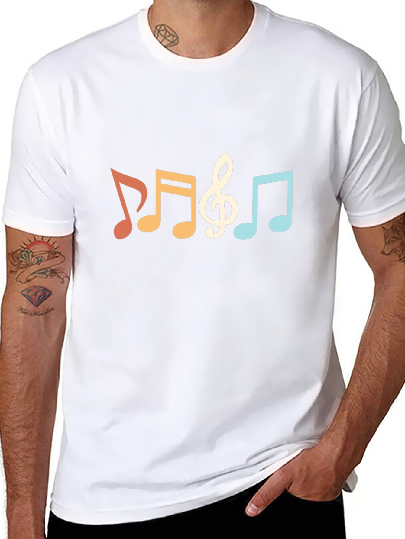 Retro Music Notes T-Shirt - Black