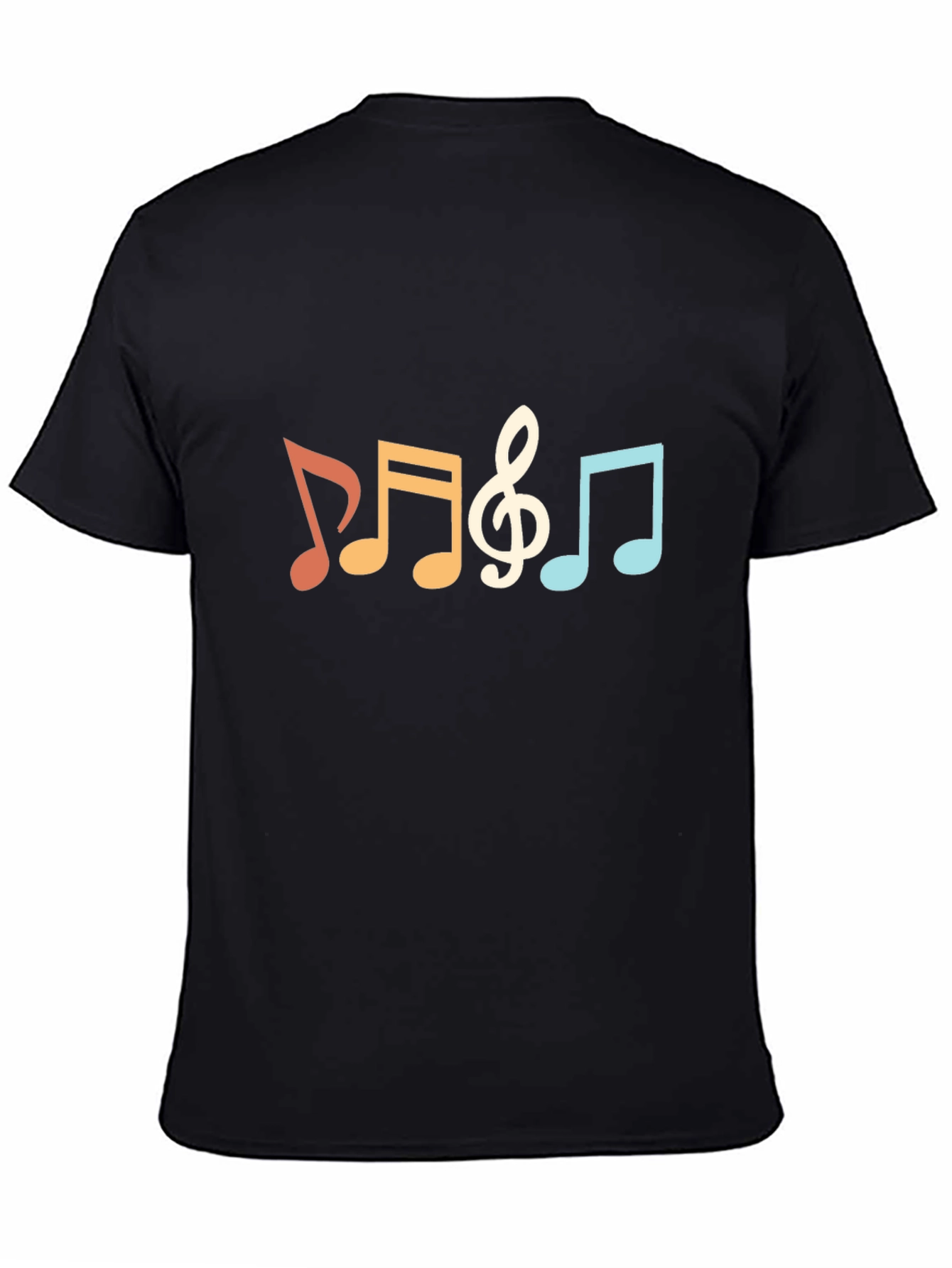 Retro Music Notes T-Shirt - Black