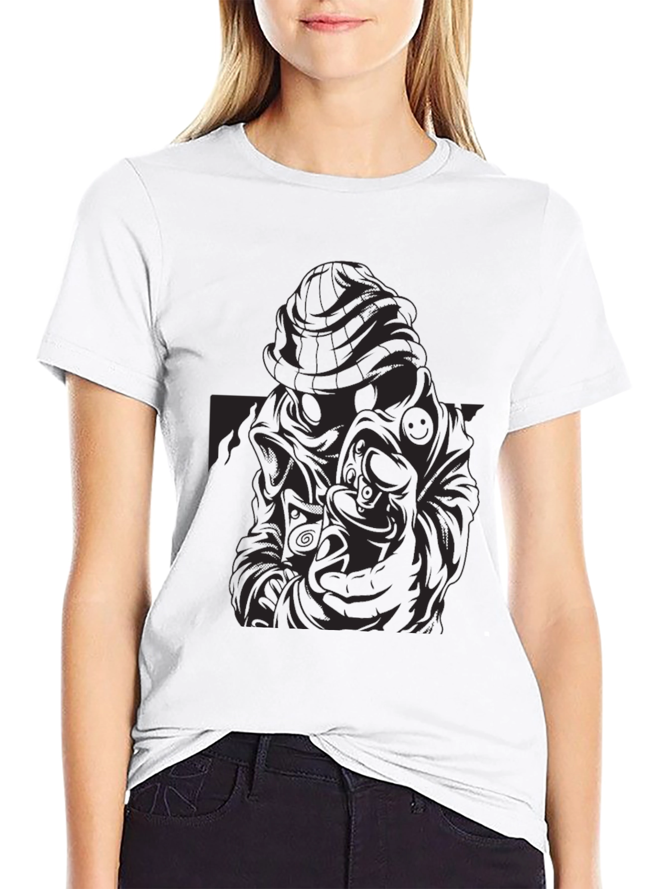 Black T-Shirt with Gas Mask Design