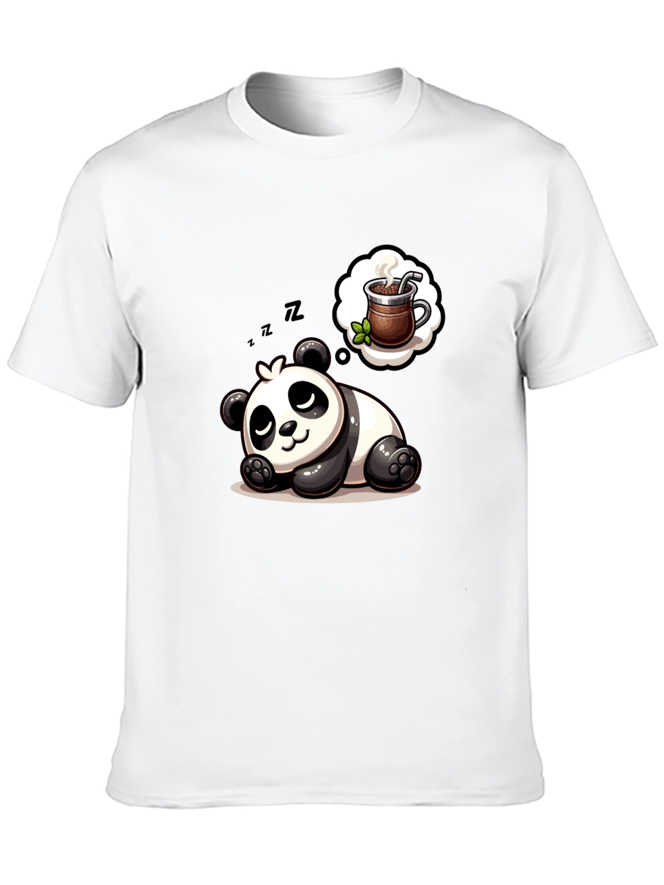 Dreamy Panda Coffee T-Shirt - Relaxed & Cute