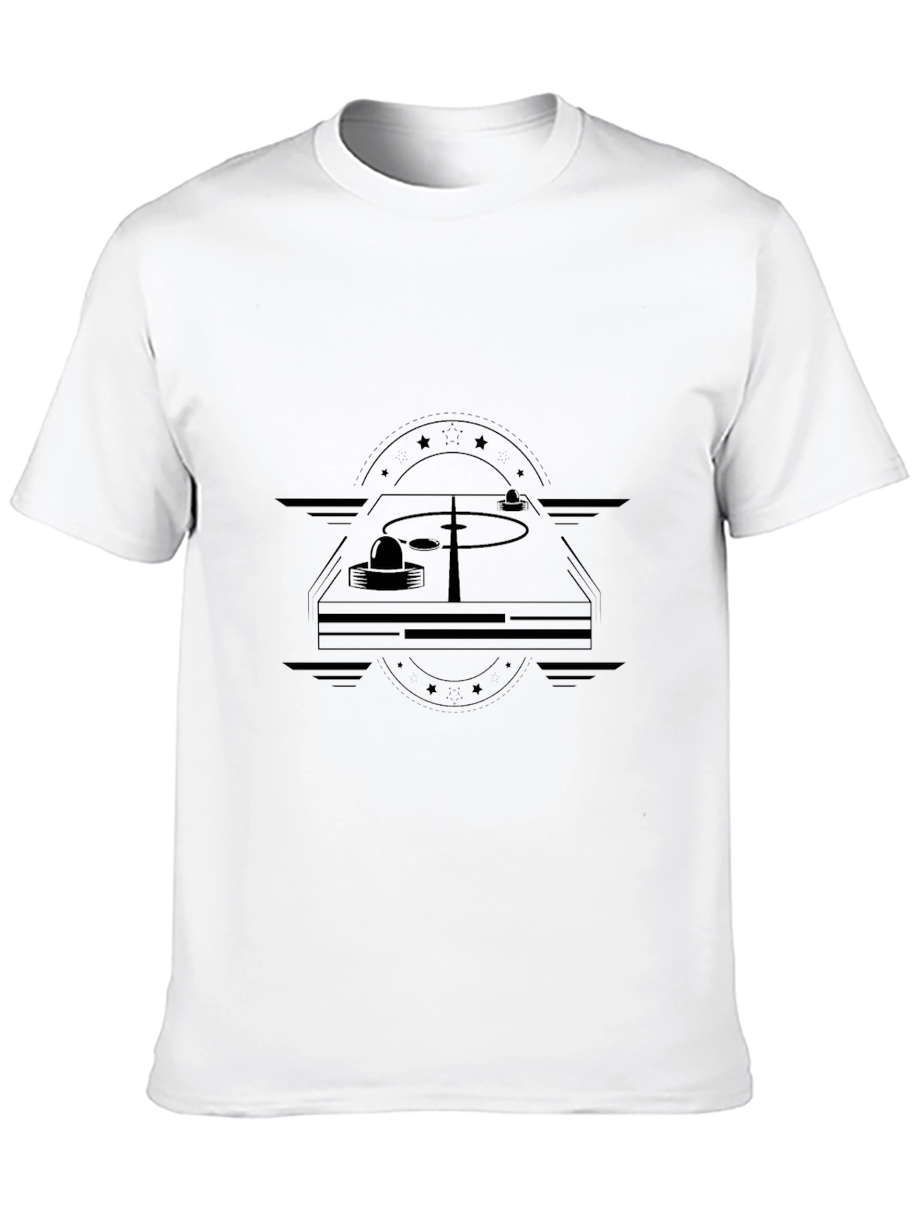 Stylish Black T-Shirt with Turntable Graphic Print