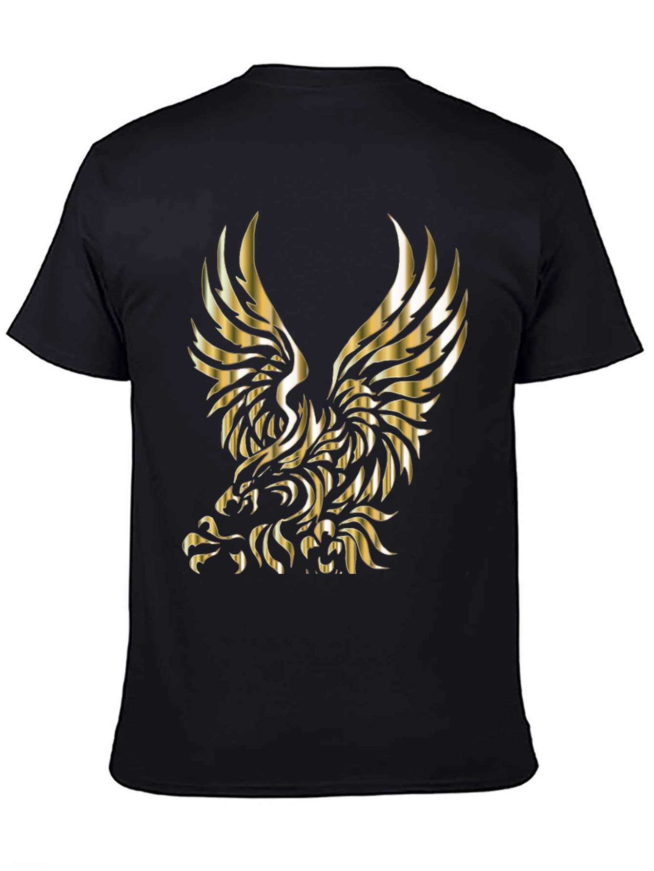 Golden Eagle Graphic Print Black T-Shirt