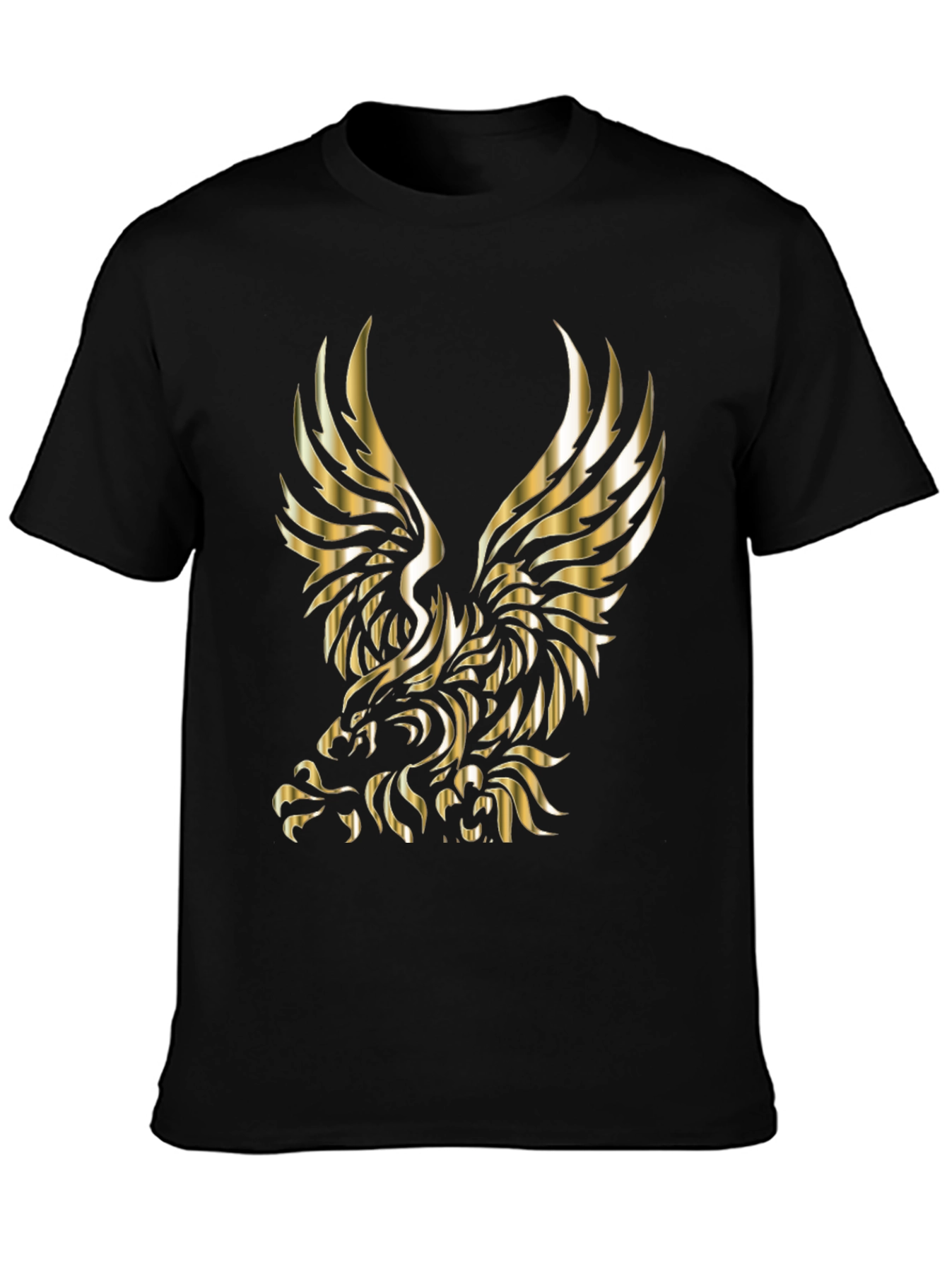 Golden Eagle Graphic Print Black T-Shirt