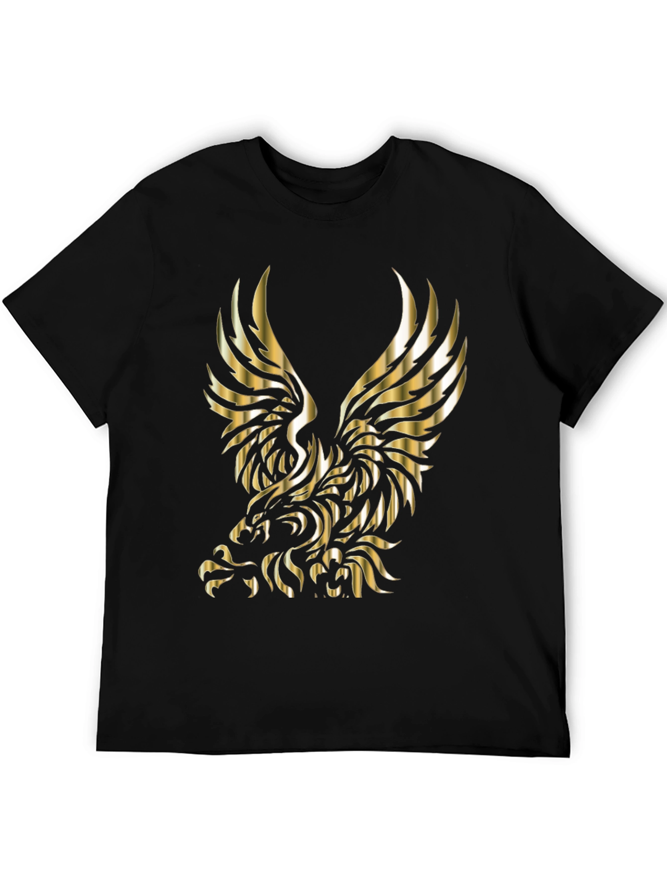Golden Eagle Graphic Print Black T-Shirt