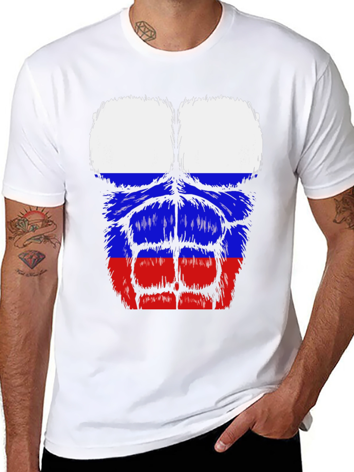 Russian Flag Muscle Tee - Black