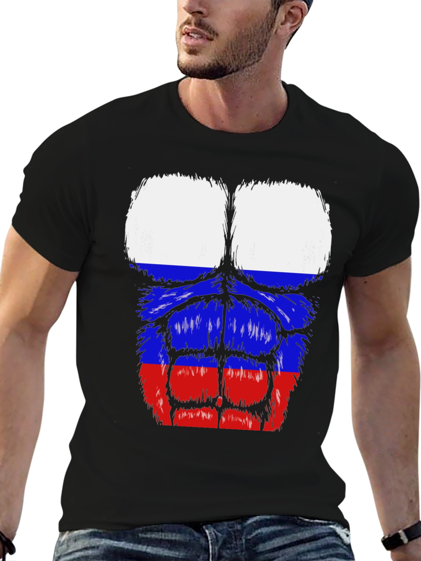 Russian Flag Muscle Tee - Black