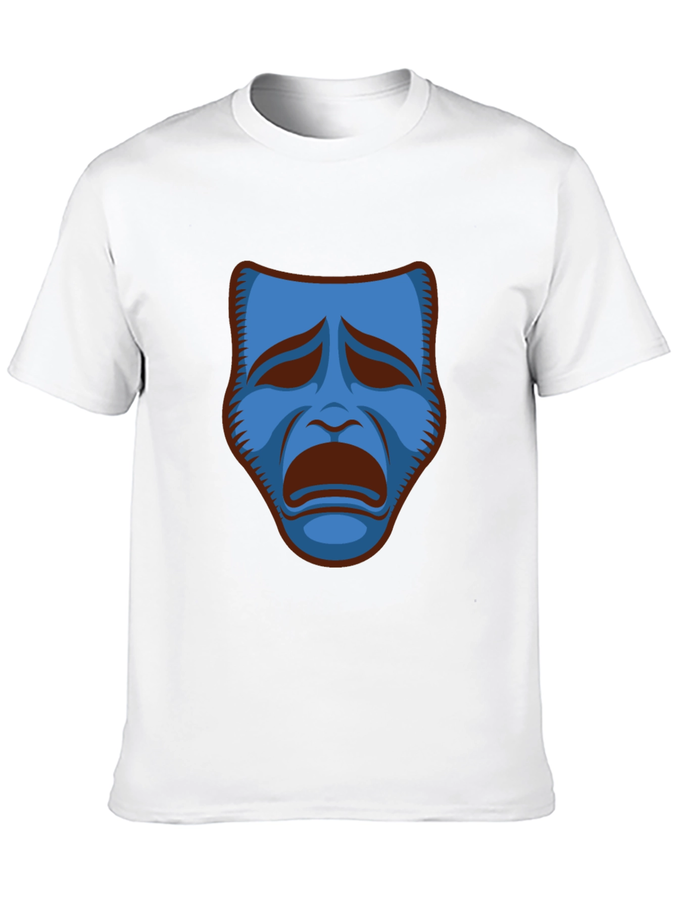 Black T-Shirt with Blue Sad Mask Graphic