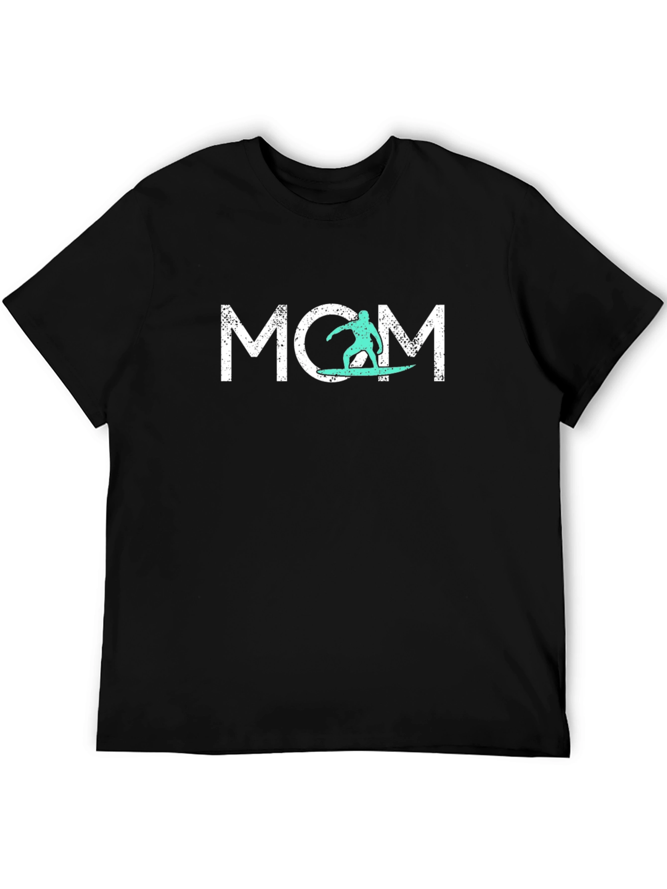 Surfing Mom Graphic Tee - Casual Black T-Shirt