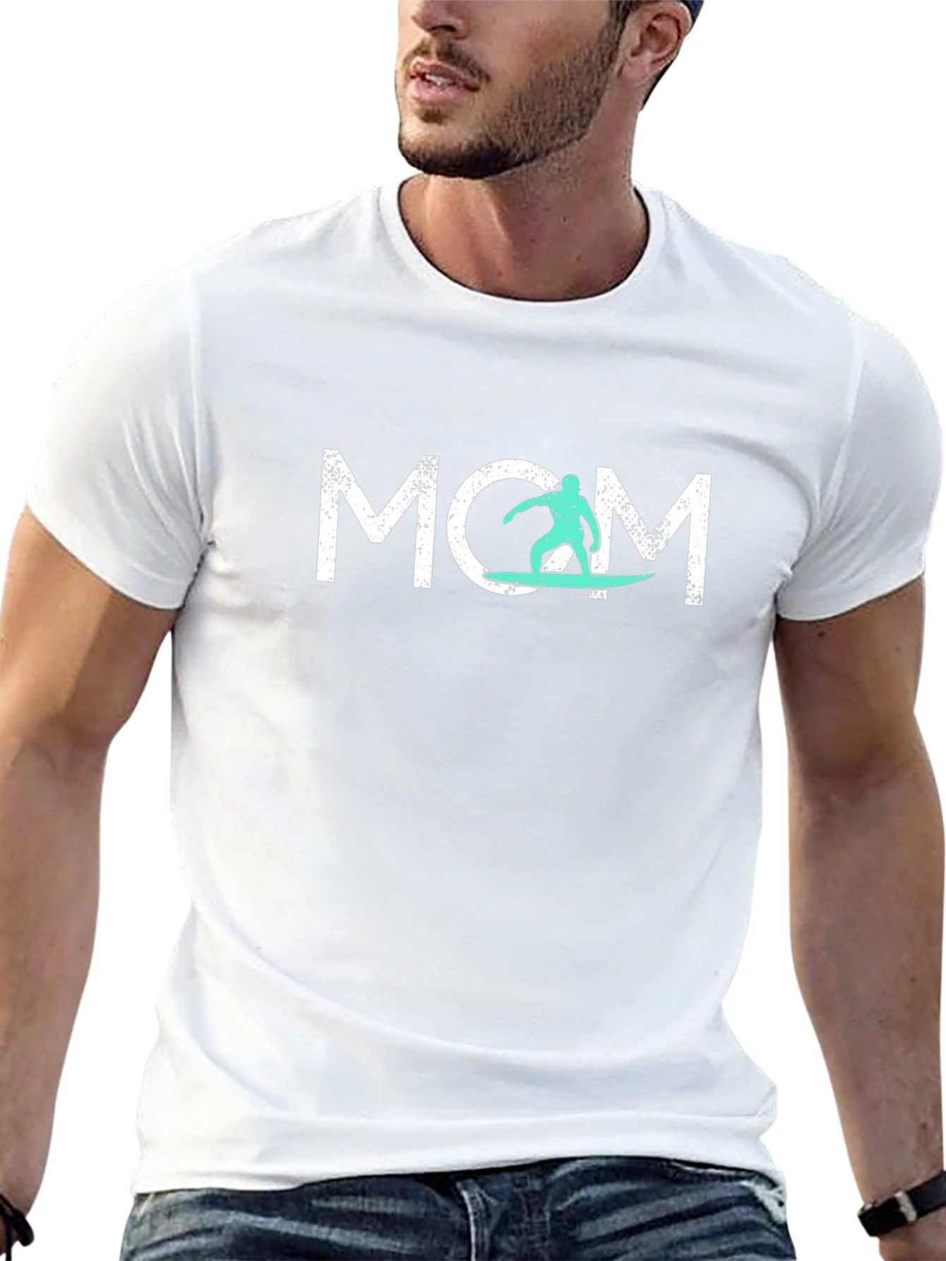 Surfing Mom Graphic Tee - Casual Black T-Shirt