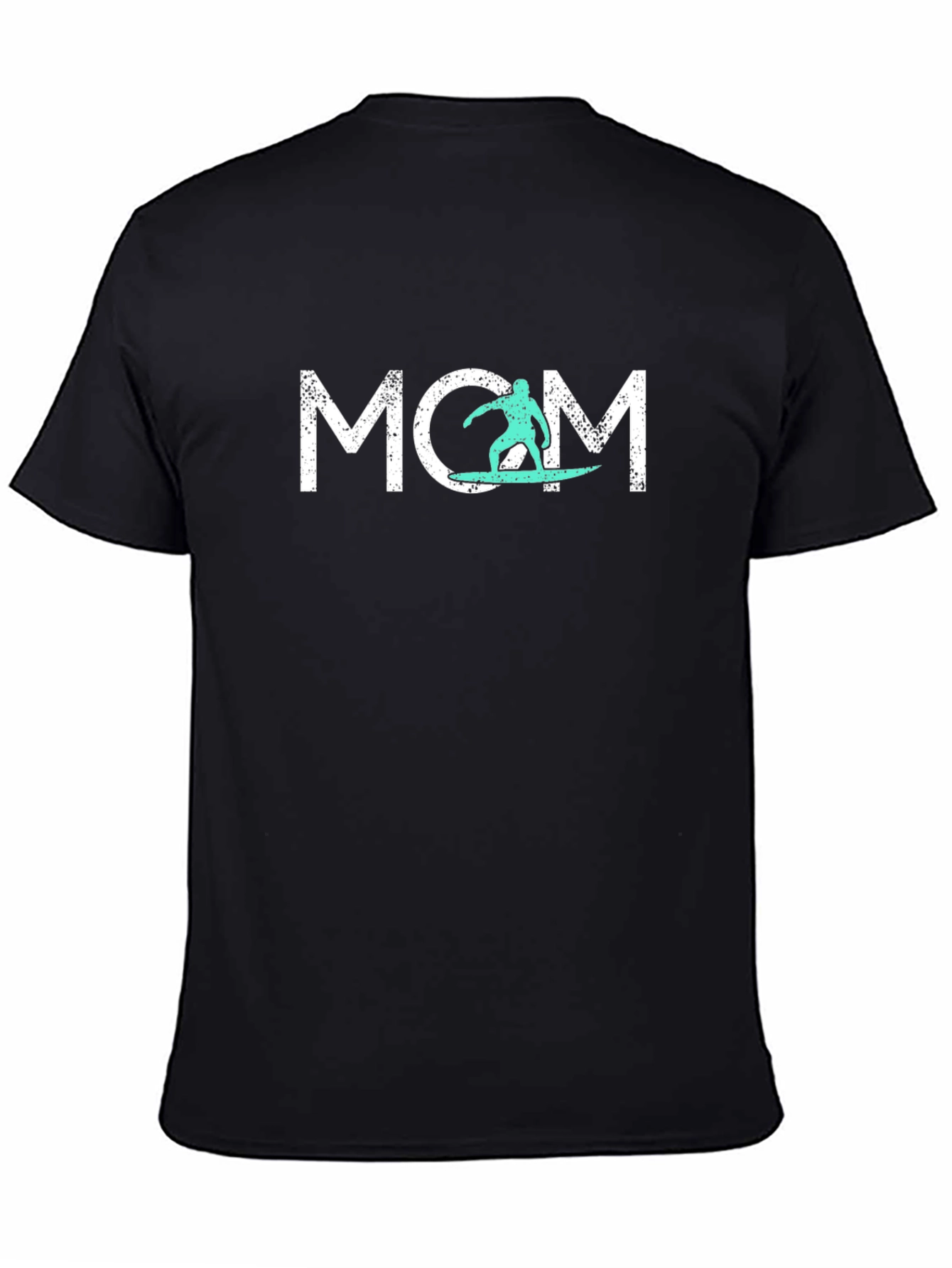 Surfing Mom Graphic Tee - Casual Black T-Shirt