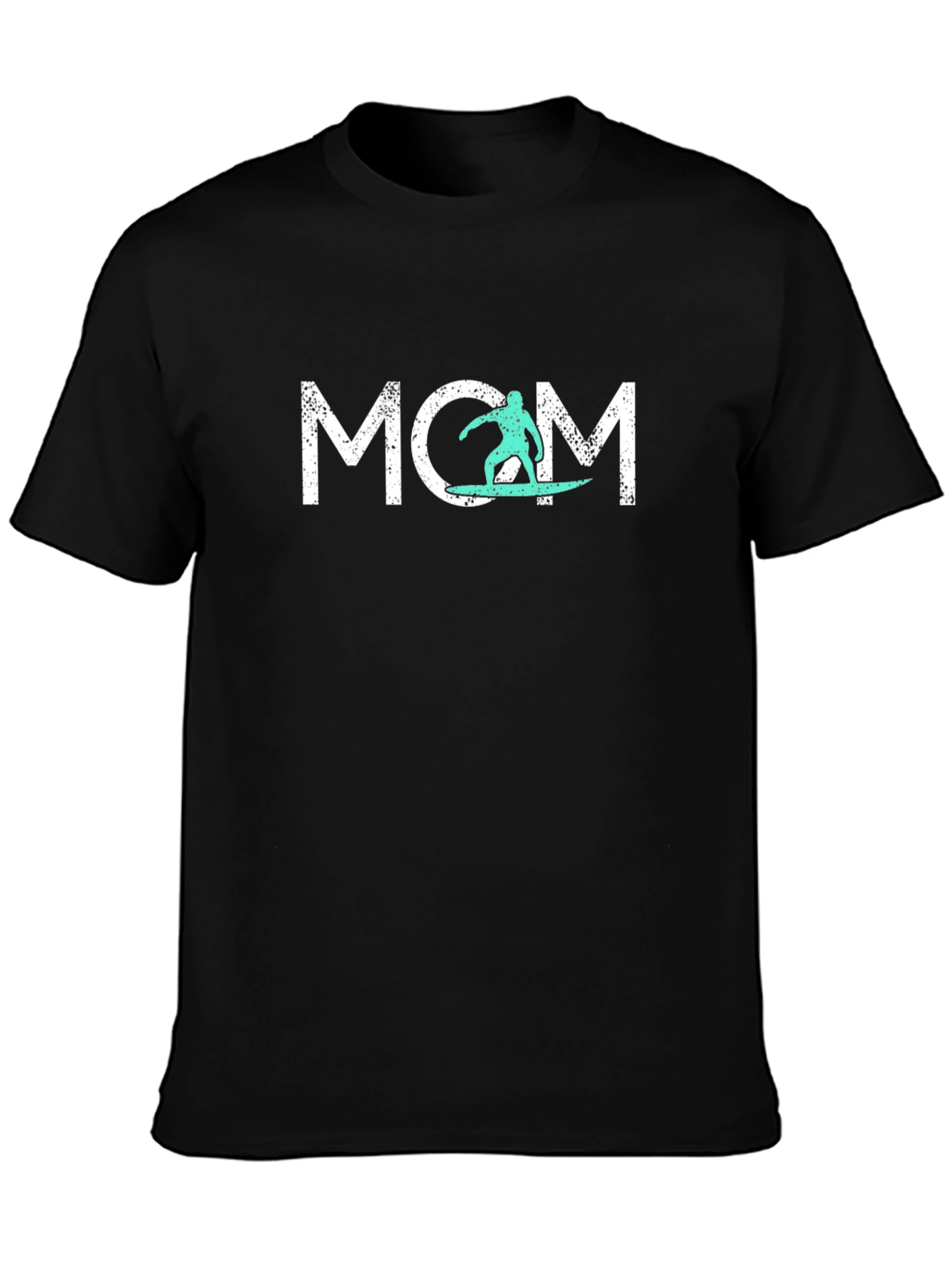 Surfing Mom Graphic Tee - Casual Black T-Shirt