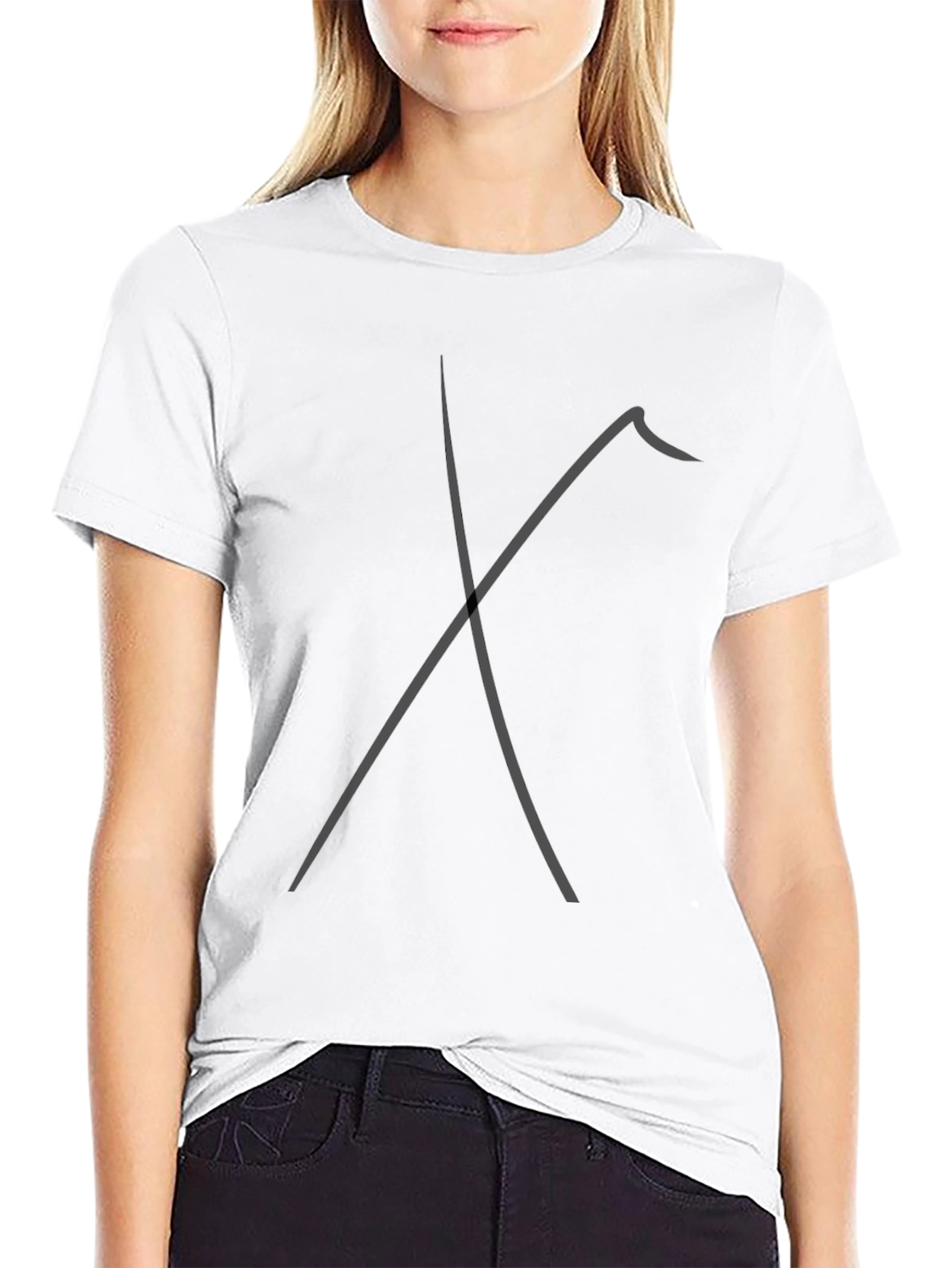 Stylish Black Crew Neck T-Shirt with Abstract Design
