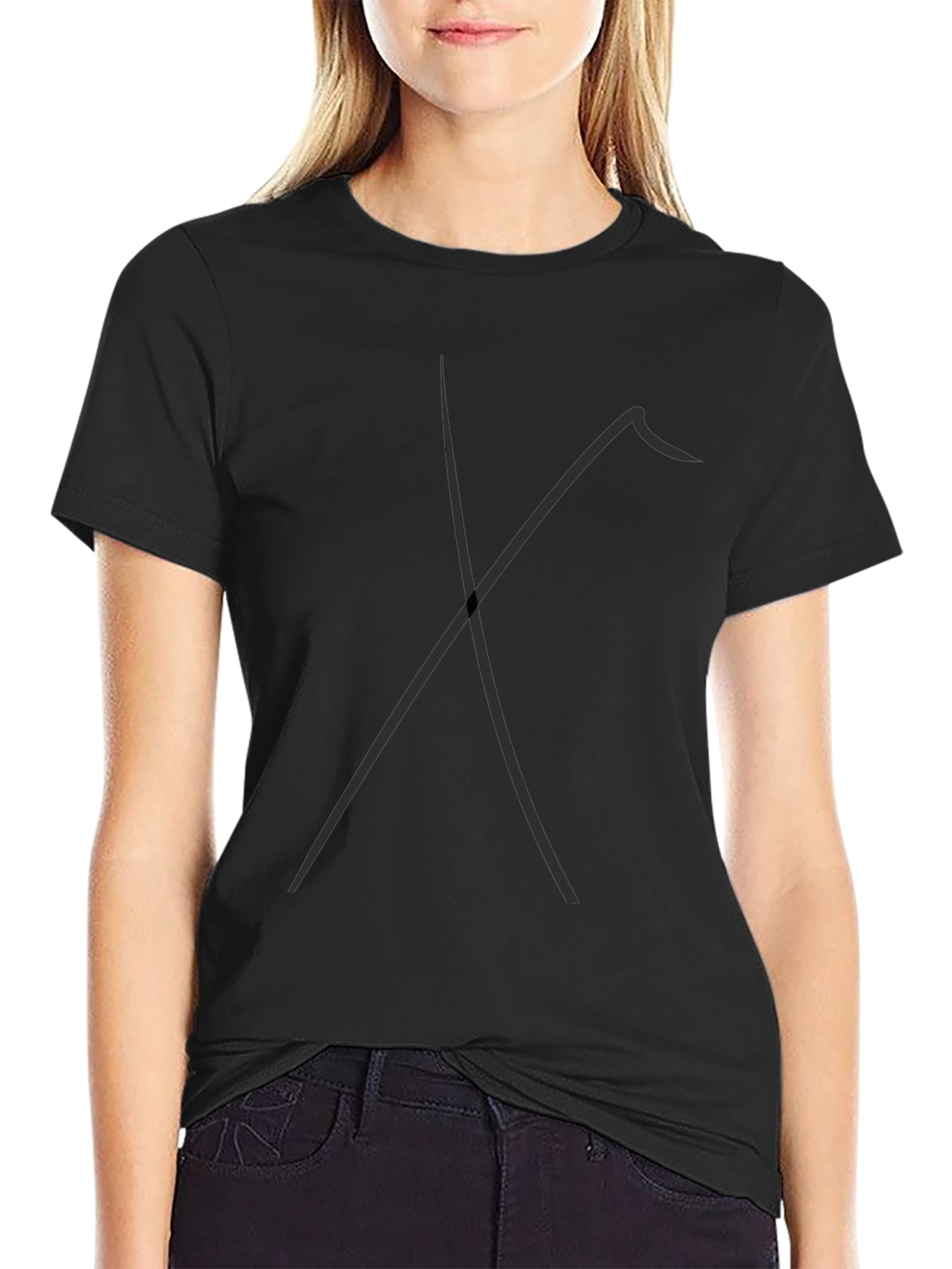 Stylish Black Crew Neck T-Shirt with Abstract Design