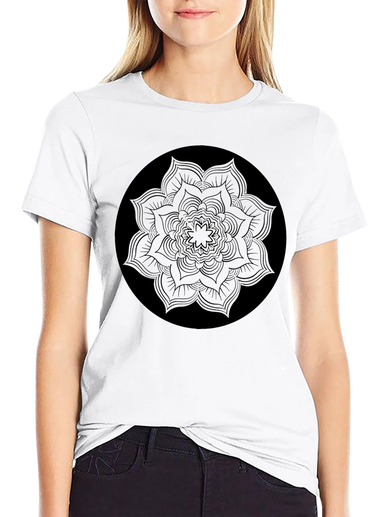 Black Mandala Graphic T-Shirt for Men
