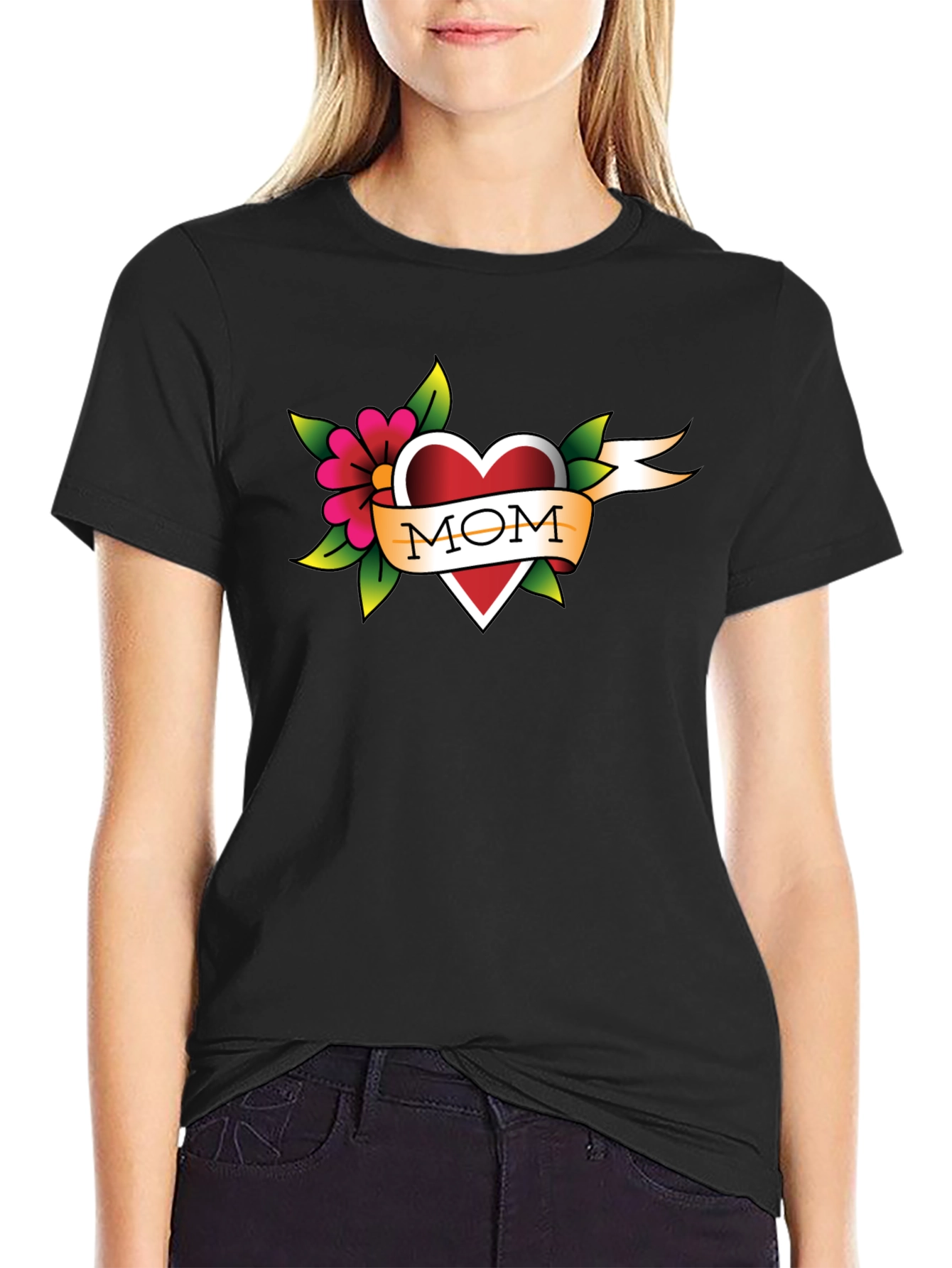 Mom Tattoo Style Heart T-Shirt