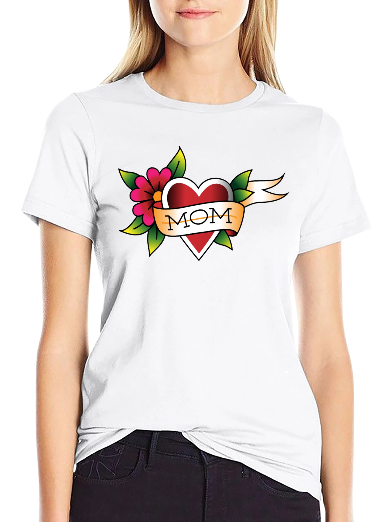 Mom Tattoo Style Heart T-Shirt