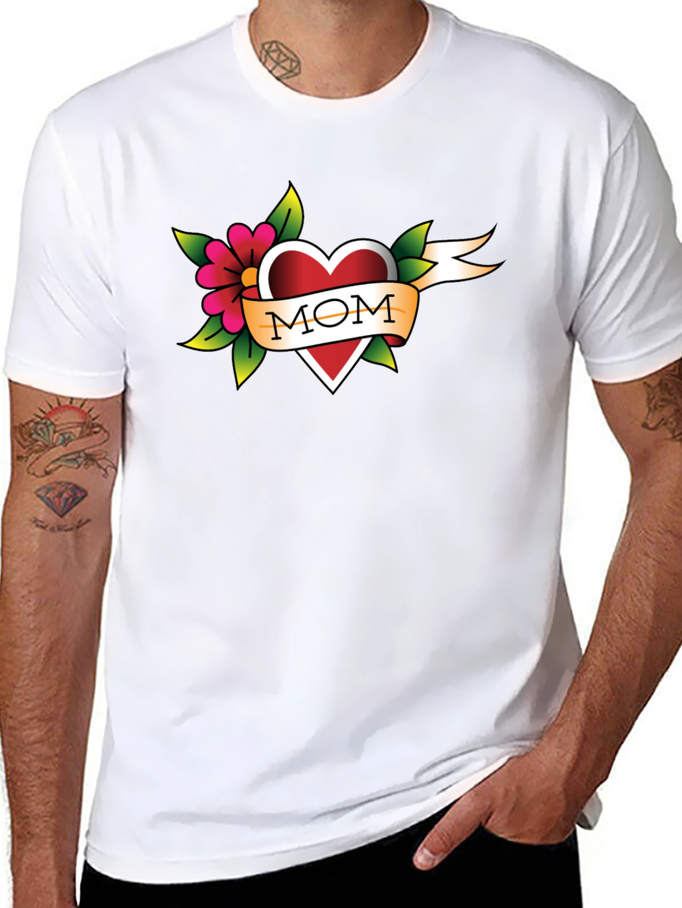 Mom Tattoo Style Heart T-Shirt